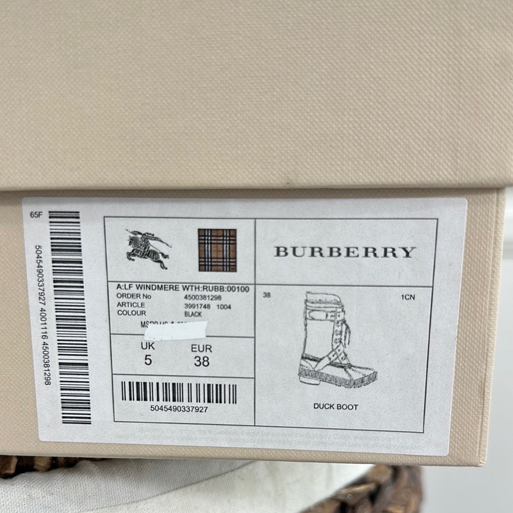 Burberry Black and Tan Winter Rain Boots with Gold Buckles - Picture 6 of 9